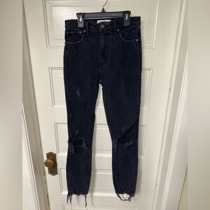 Abercrombie & Fitch High Rise Black Distressed Jeans